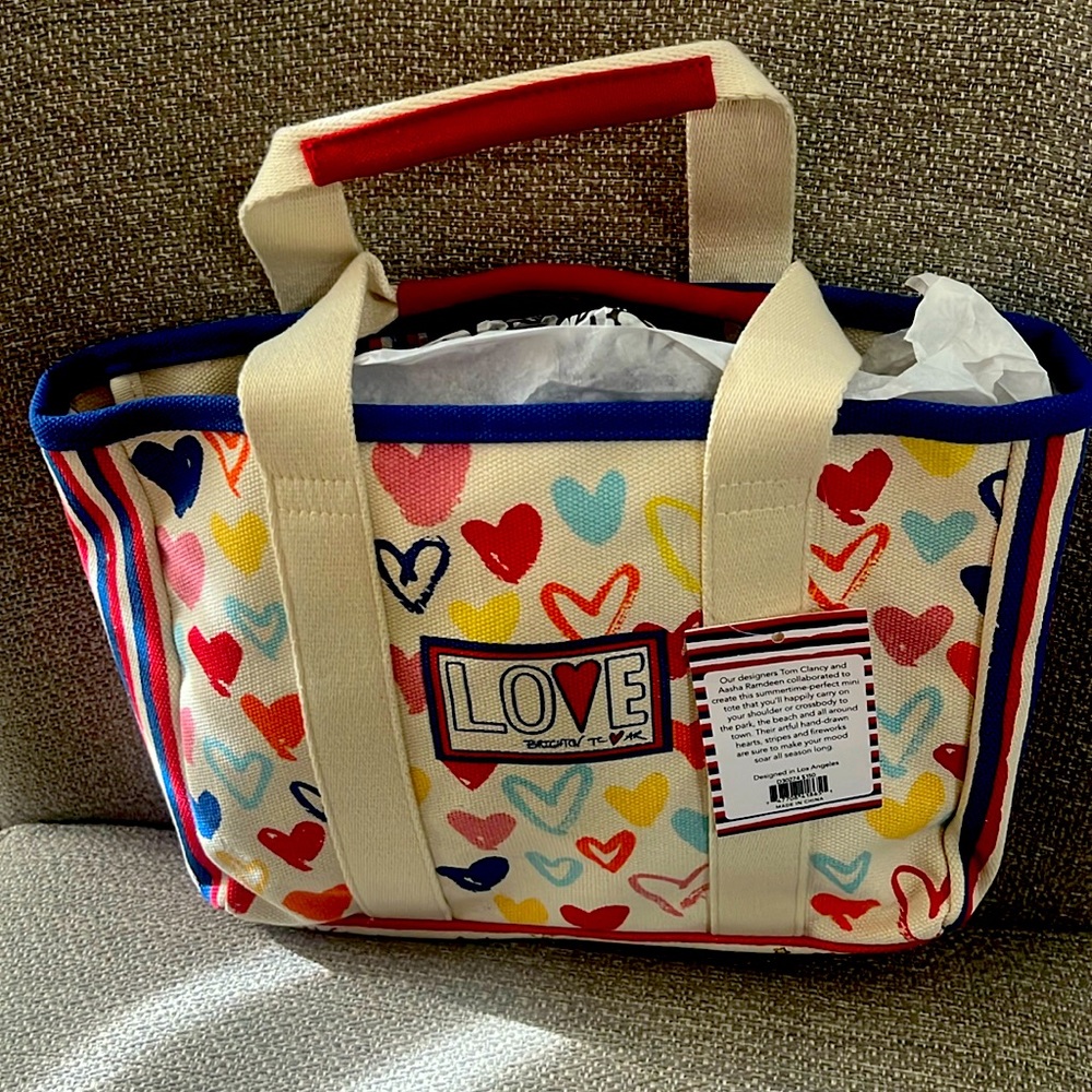 NWT Brighton Red, White and You Mini Tote/Crossbody Handbag Purse Artsy Hearts